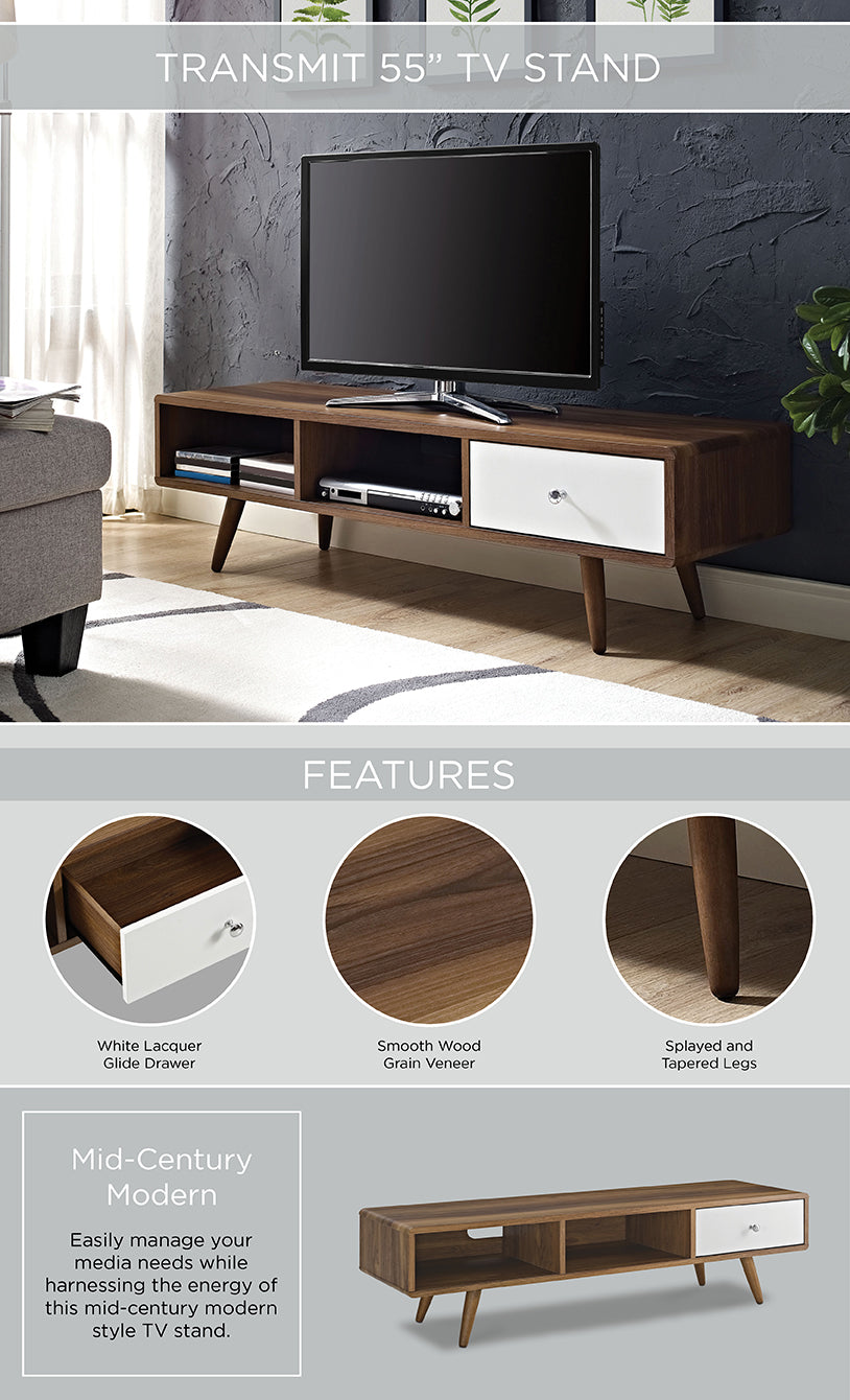 Transmit 55” TV Stand in Walnut White