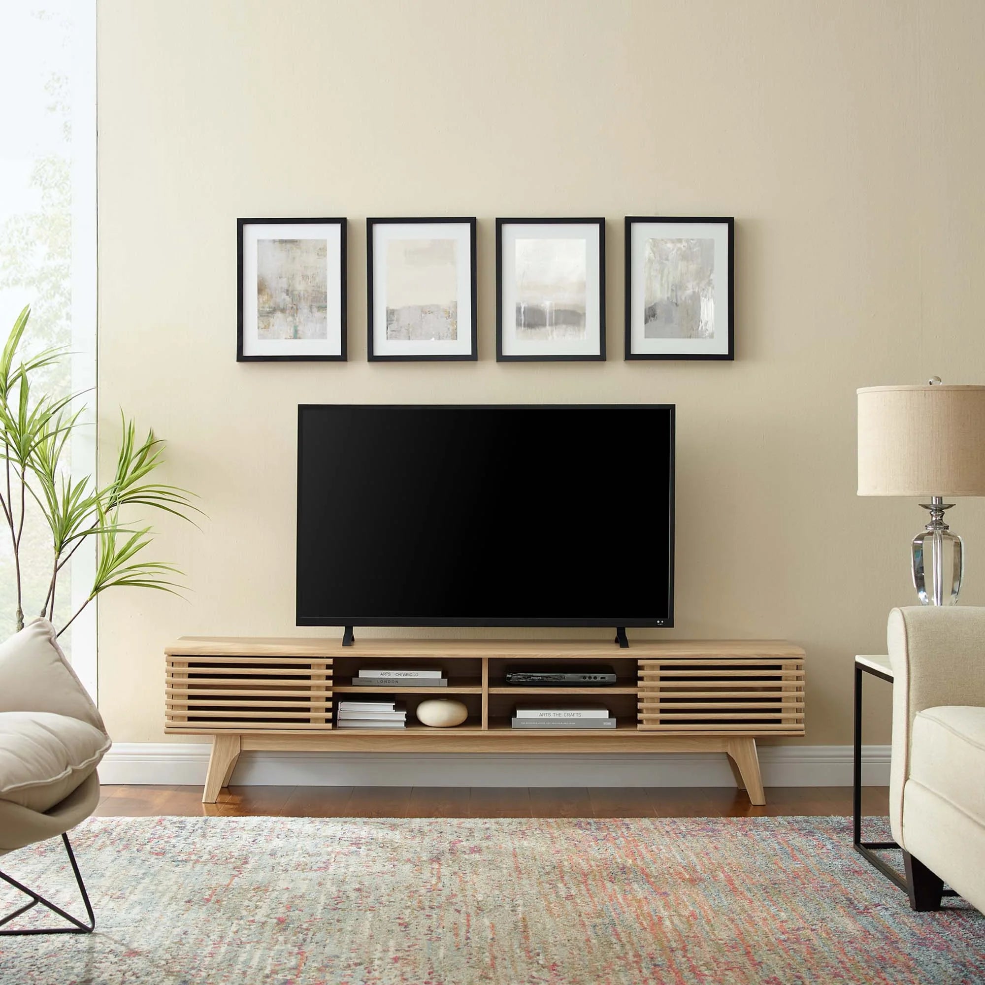 Render 70" Entertainment Center TV Stand in Walnut