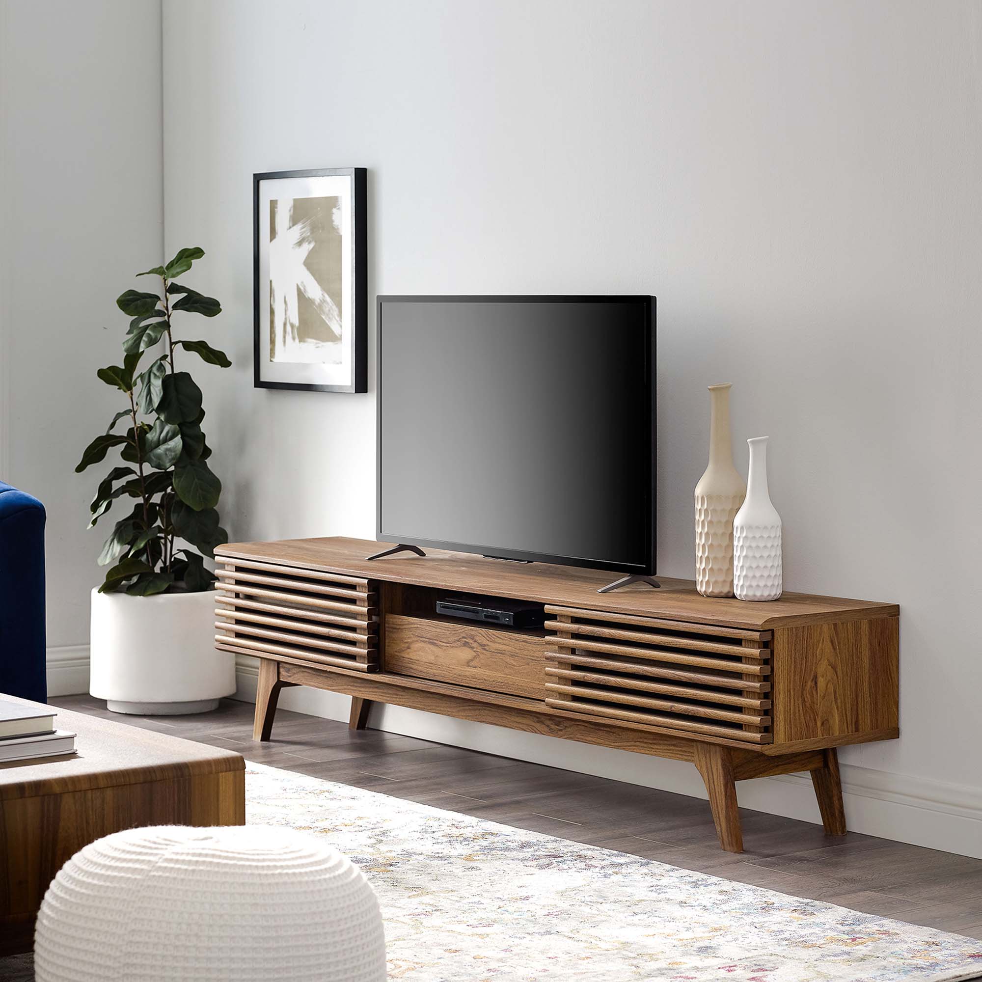 Render 70" TV Stand in Walnut, Oak, Charcoal