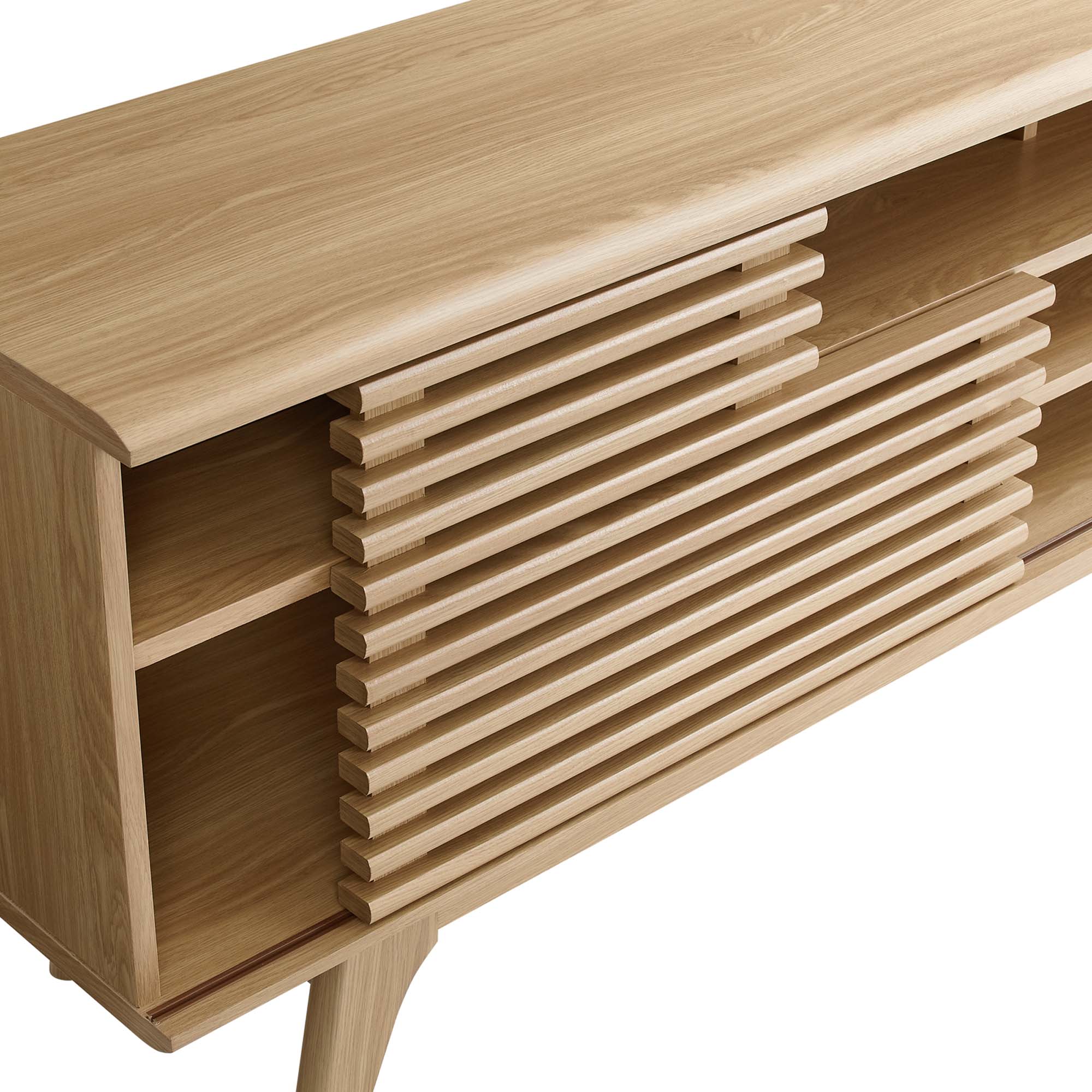 Render 71" Media Console TV Stand in Walnut, Oak