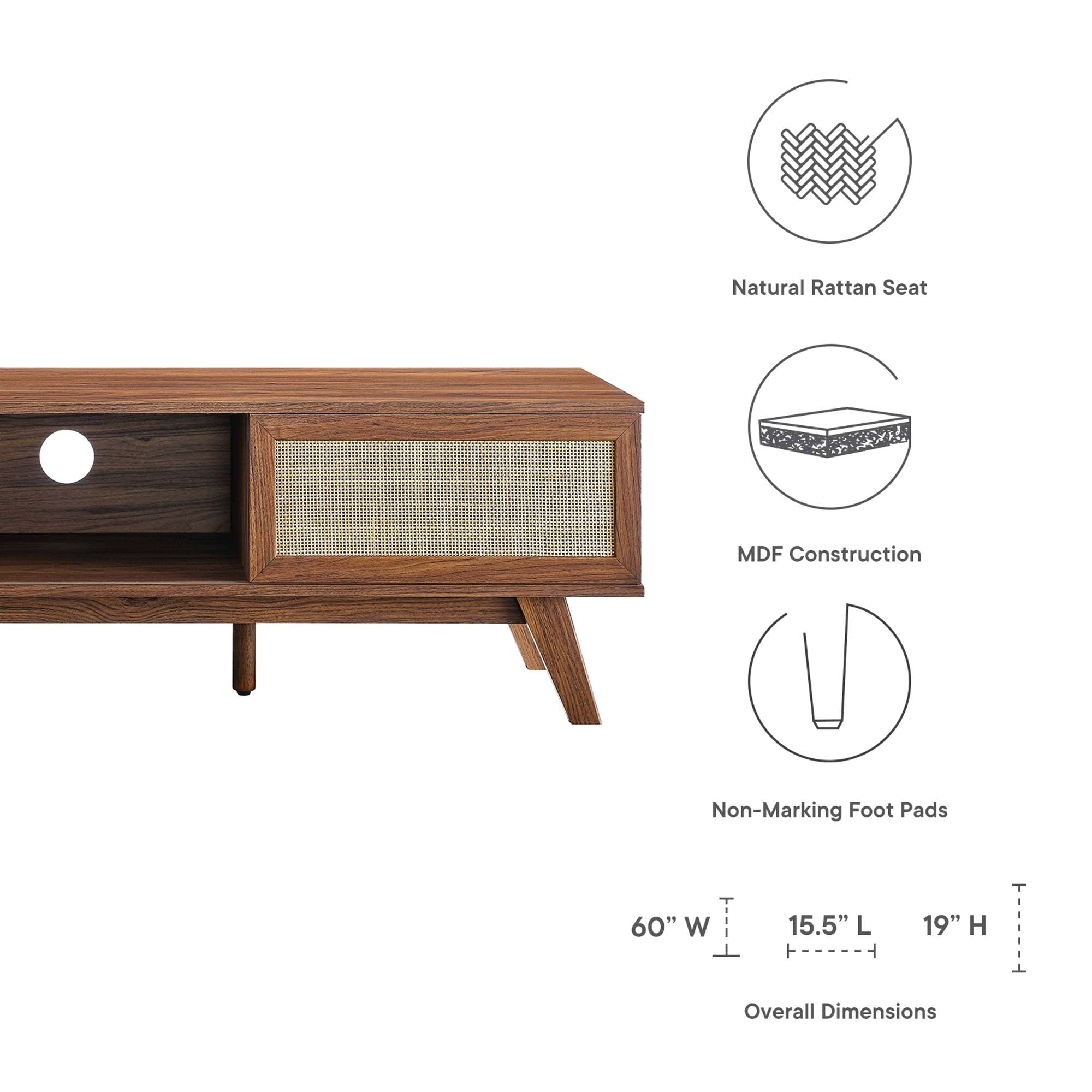 Soma 60 TV Stand in Walnut, Oak