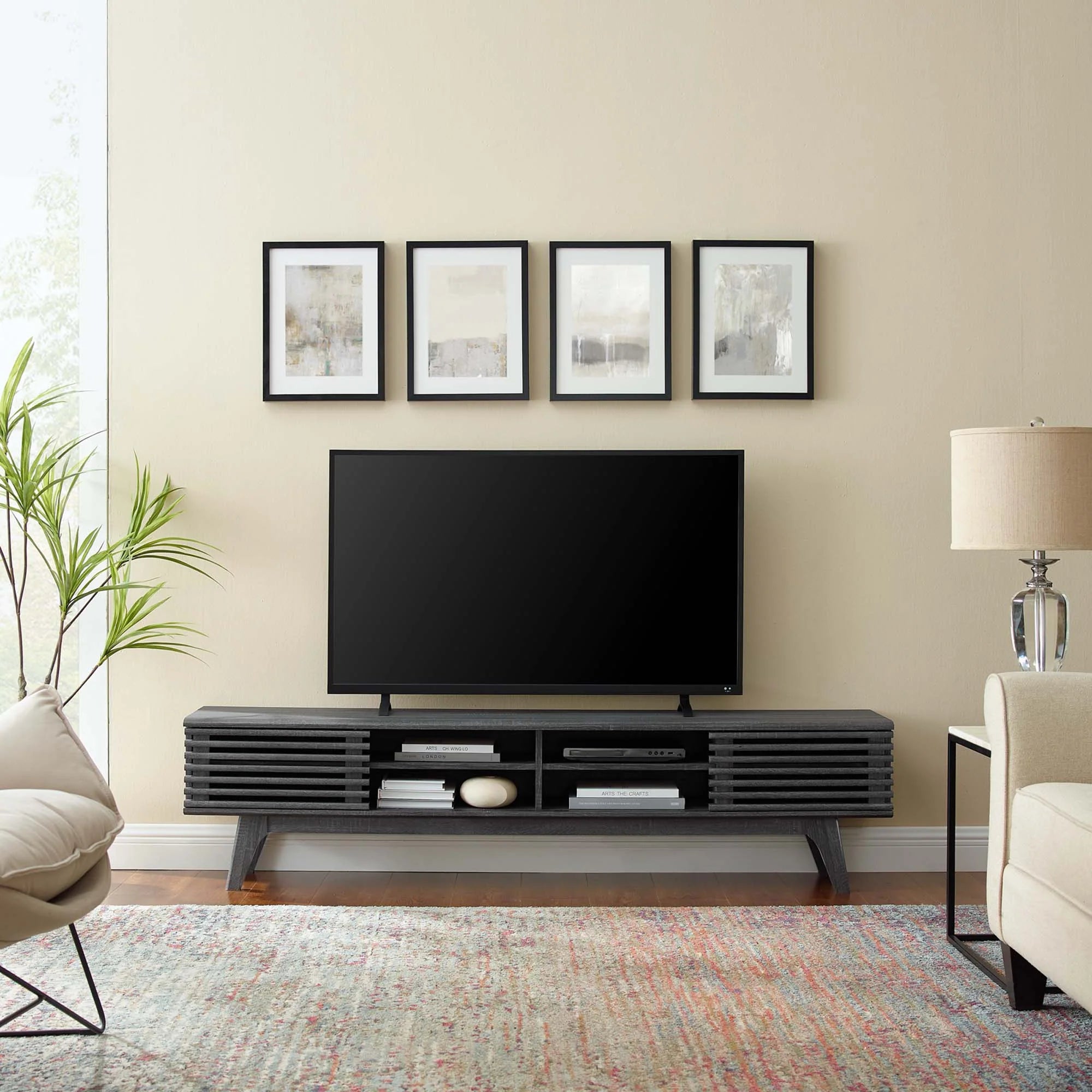 Render 70" Entertainment Center TV Stand in Walnut