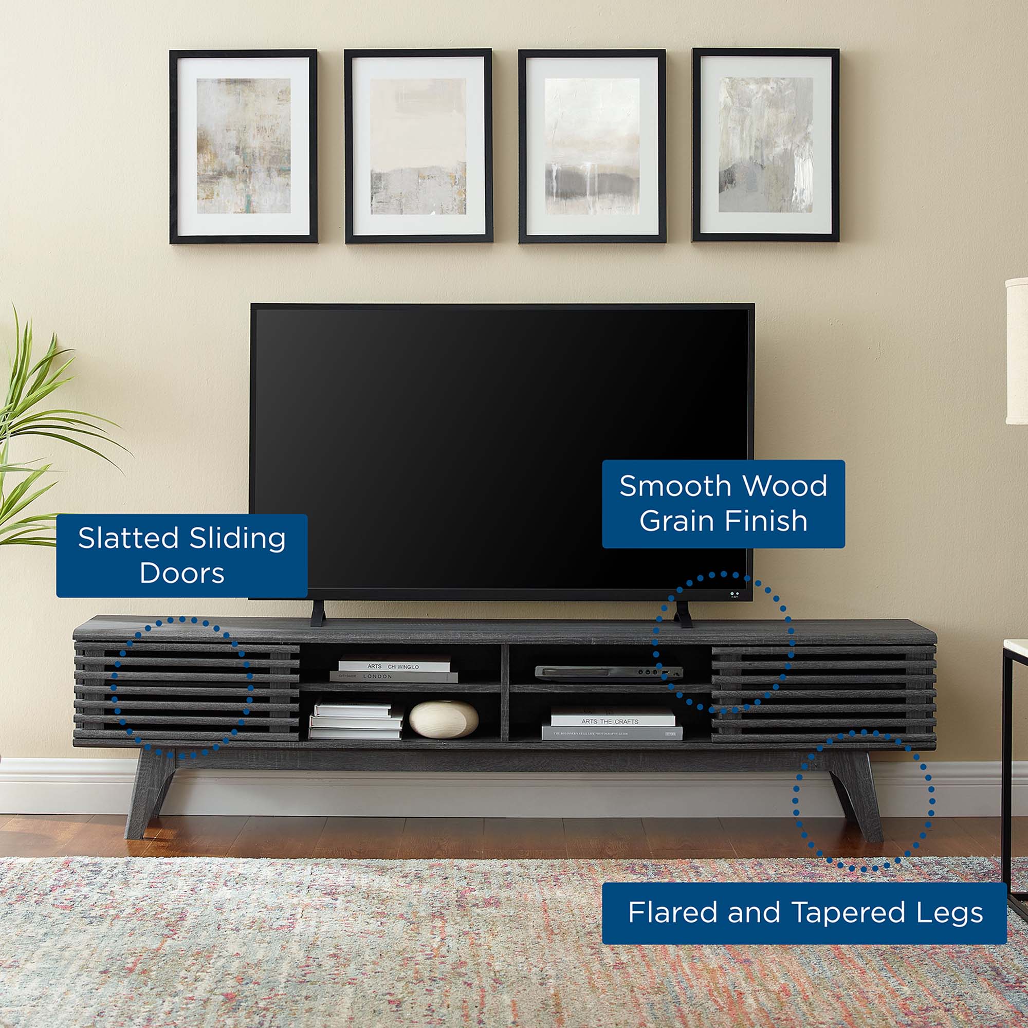 Render 70" Entertainment Center TV Stand in Walnut