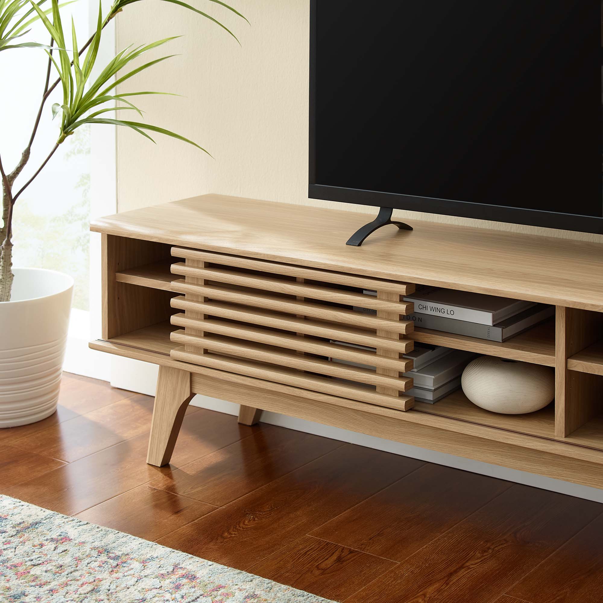 Render 70" Entertainment Center TV Stand in Walnut