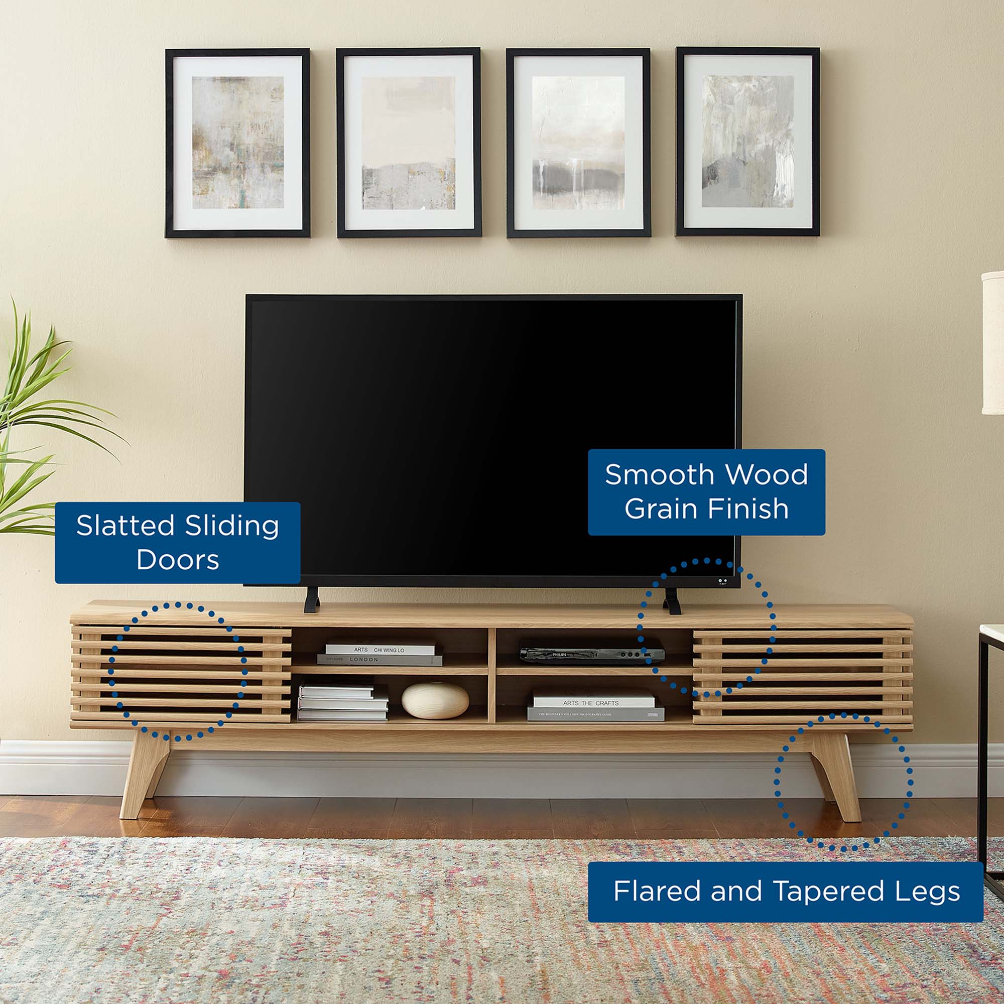 Render 70" Entertainment Center TV Stand in Walnut