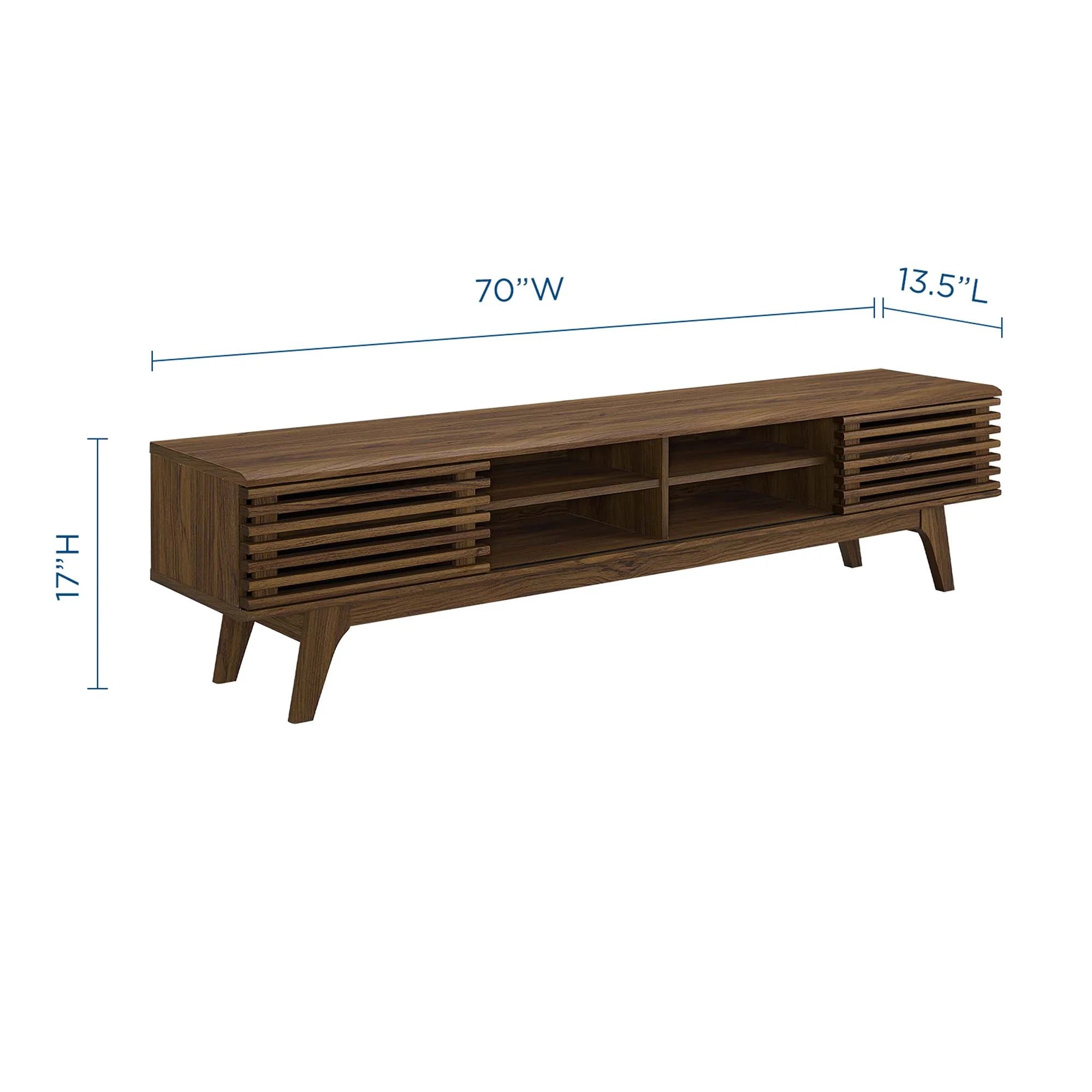 Render 70" Entertainment Center TV Stand in Walnut