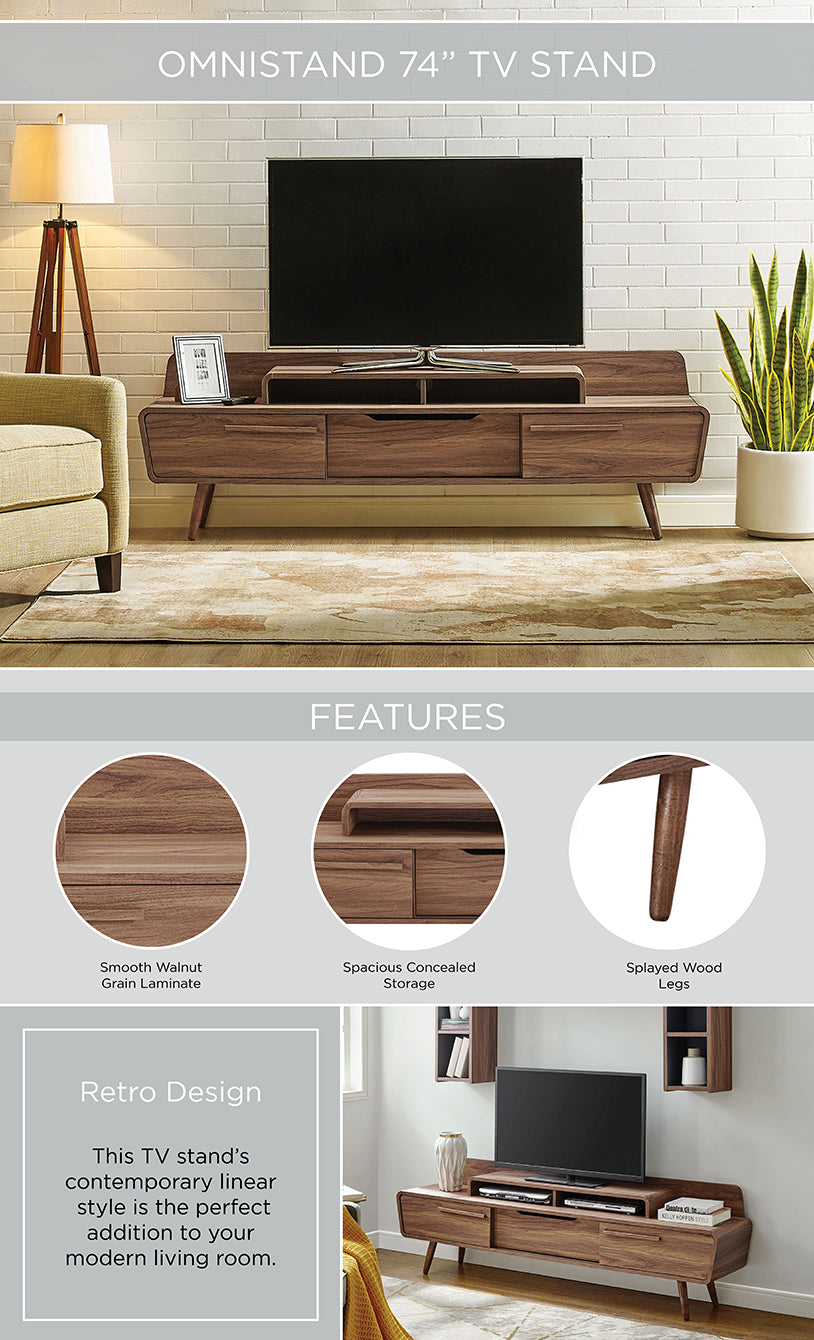 Omnistand 74" TV Stand in Walnut