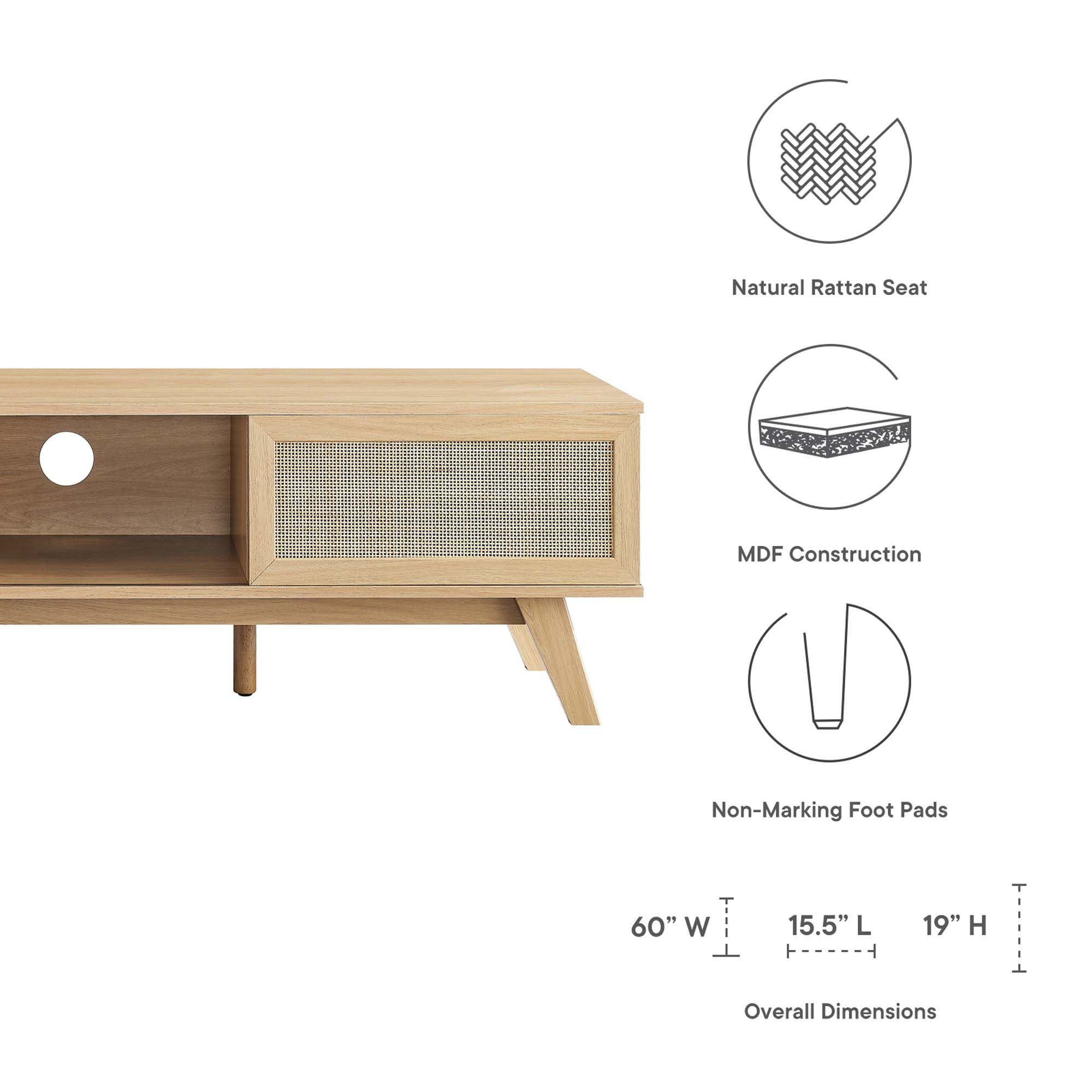 Soma 60 TV Stand in Walnut, Oak
