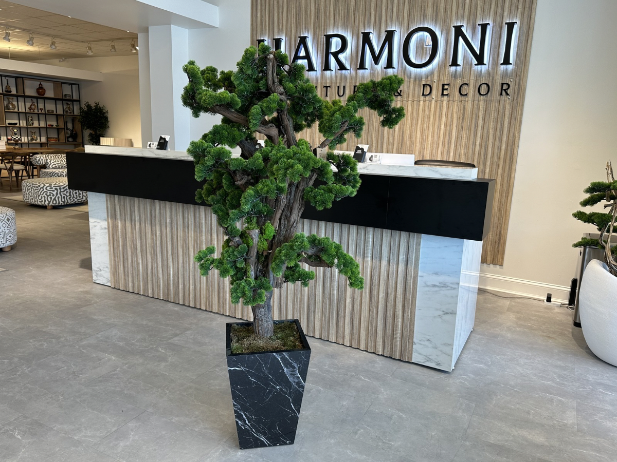 Artificial Bonsai Tree in Black Marble Standard Size Pot