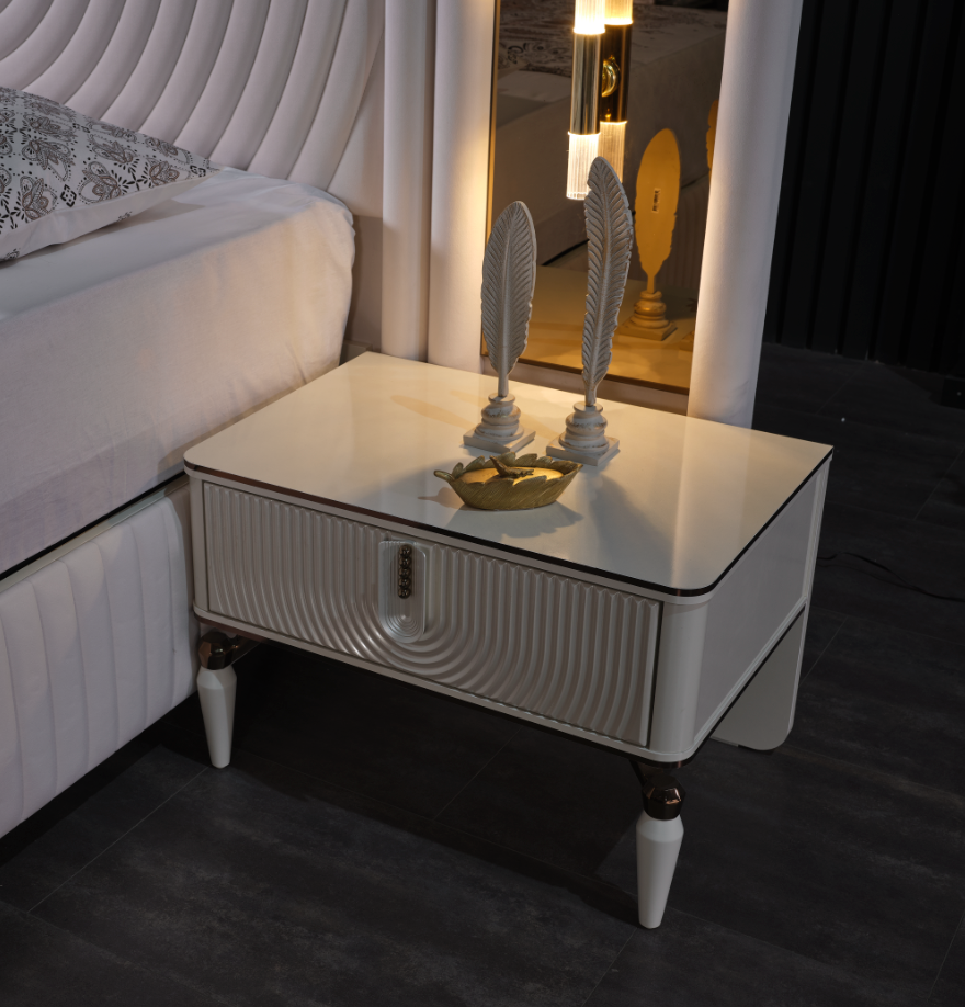 Kuvars Nightstand With Back Part