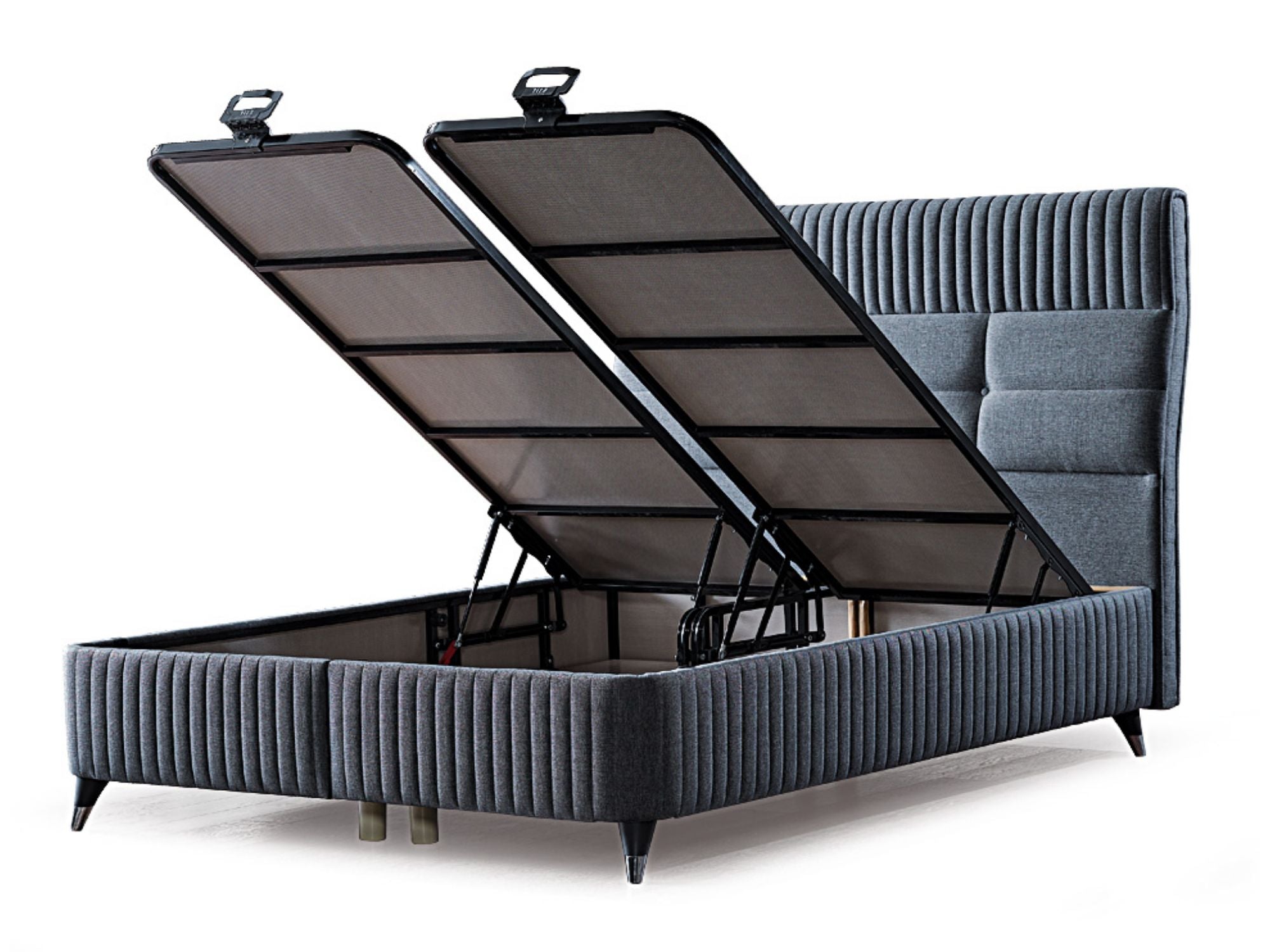 Tetra Storage Bed With Headboard Grey